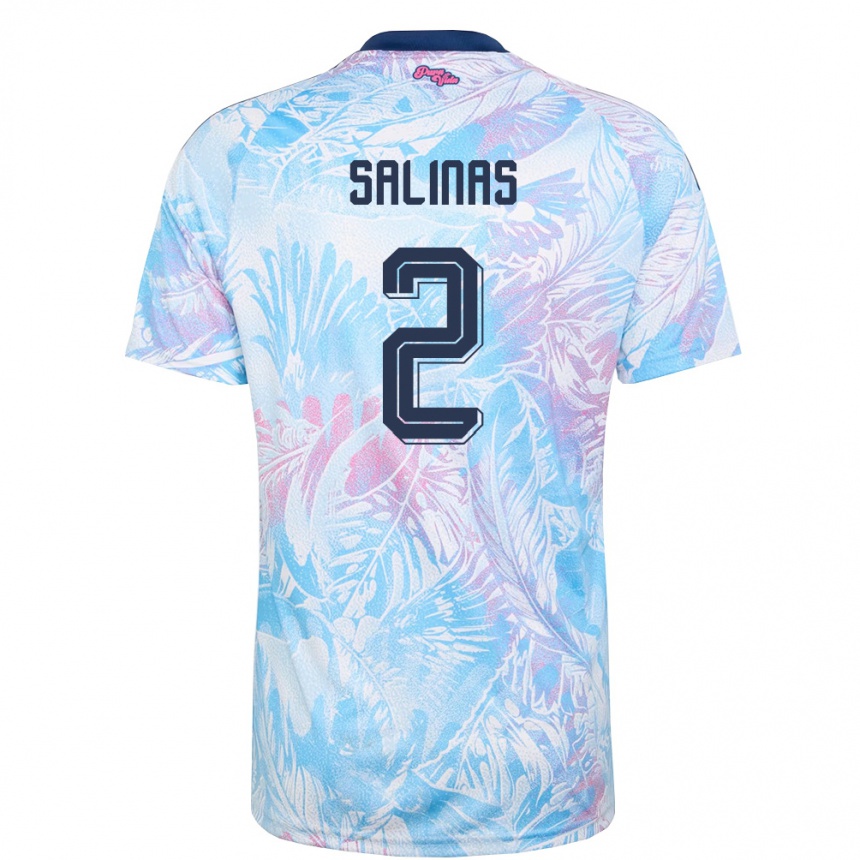 נשים כדורגל קוסטה ריקה Yostin Salinas #2 כחול שמיים כהה ורוד הרחק ג'רזי 26-28