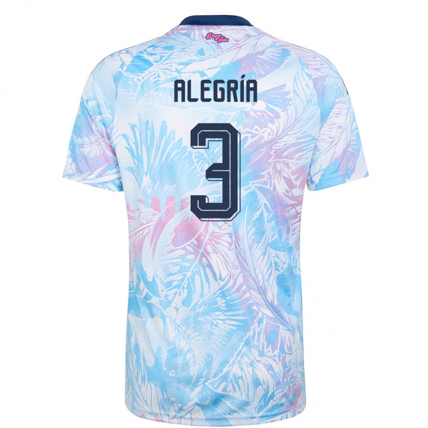 נשים כדורגל קוסטה ריקה Kendall Alegría #3 כחול שמיים כהה ורוד הרחק ג'רזי 26-28