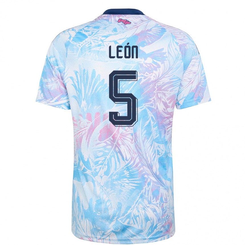 נשים כדורגל קוסטה ריקה Santiago León #5 כחול שמיים כהה ורוד הרחק ג'רזי 26-28