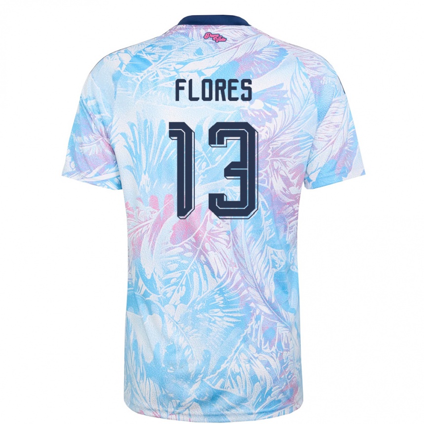 נשים כדורגל קוסטה ריקה Caleb Flores #13 כחול שמיים כהה ורוד הרחק ג'רזי 26-28