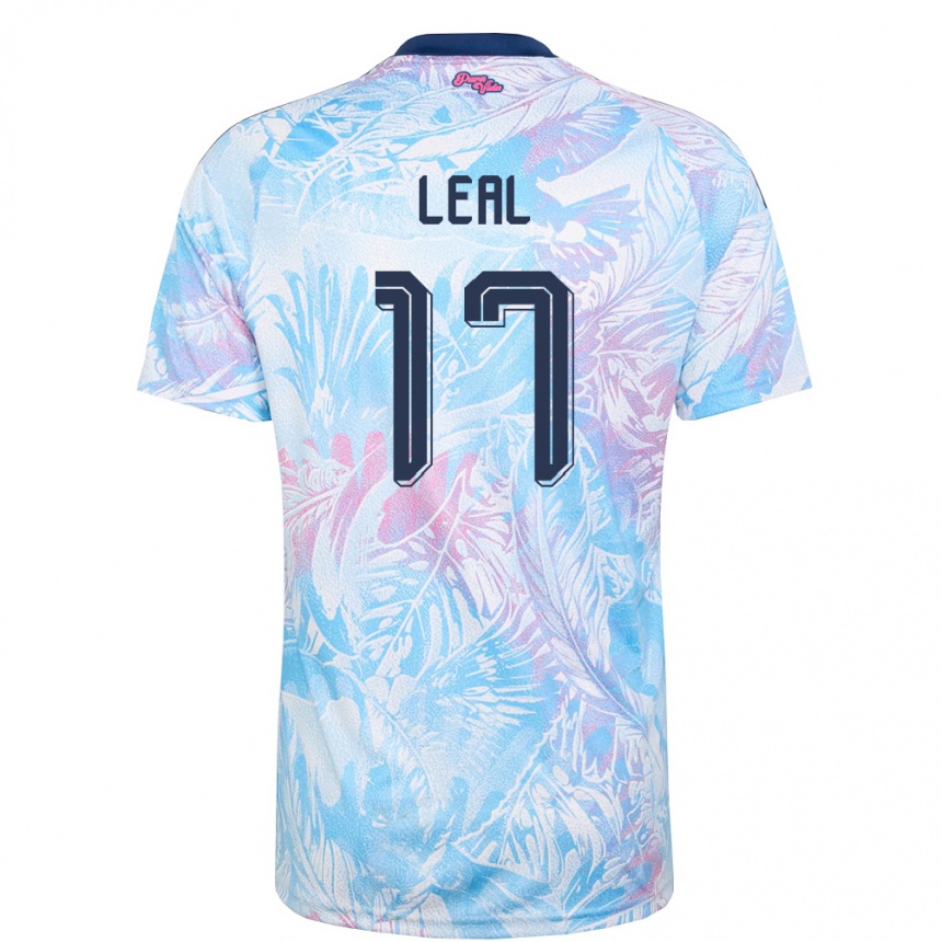 נשים כדורגל קוסטה ריקה Yamil Leal #17 כחול שמיים כהה ורוד הרחק ג'רזי 26-28