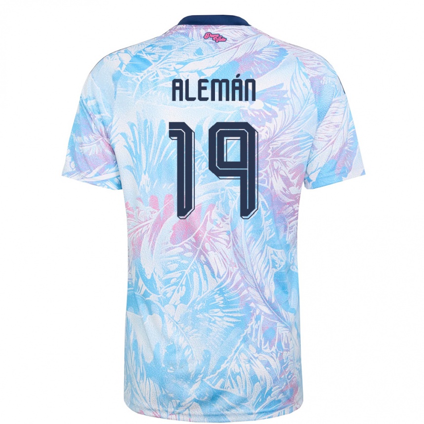 נשים כדורגל קוסטה ריקה Jeremy Alemán #19 כחול שמיים כהה ורוד הרחק ג'רזי 26-28
