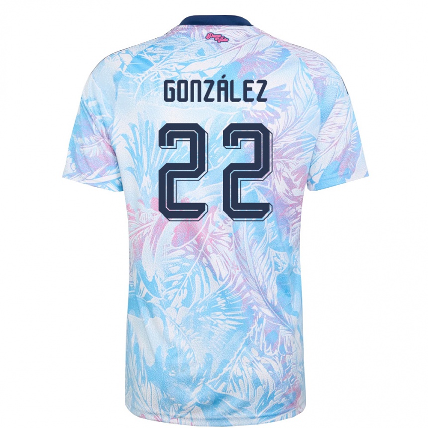נשים כדורגל קוסטה ריקה Kenneth González #22 כחול שמיים כהה ורוד הרחק ג'רזי 26-28