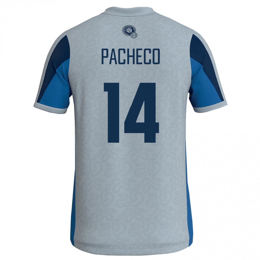 נשים כדורגל אל סלוודור Owen Pacheco #14 לבן כחול שמיים הרחק ג'רזי 26-28