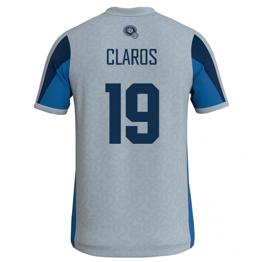 נשים כדורגל אל סלוודור Elvis Claros #19 לבן כחול שמיים הרחק ג'רזי 26-28