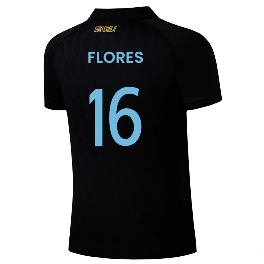 נשים כדורגל גואטמלה Kleverson Flores #16 שחור כחול שמיים לבן הרחק ג'רזי 26-28