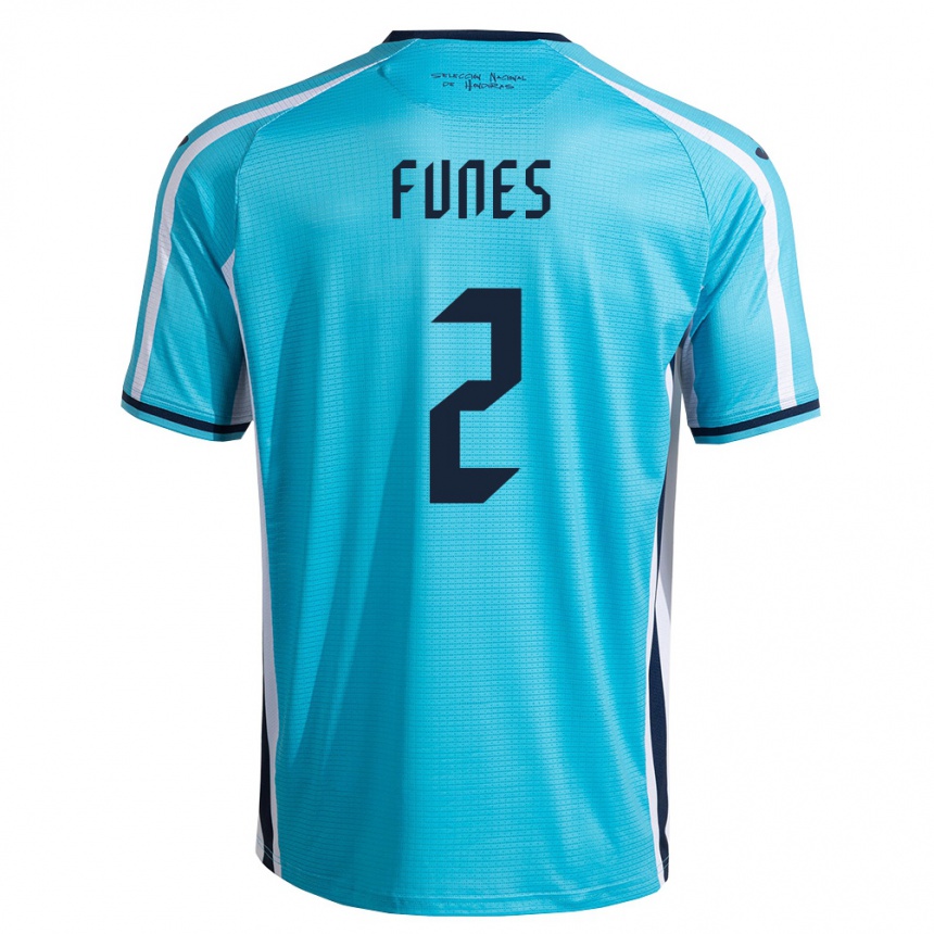 נשים כדורגל הונדורס Kevin Funes #2 כחול שמיים כהה הרחק ג'רזי 26-28