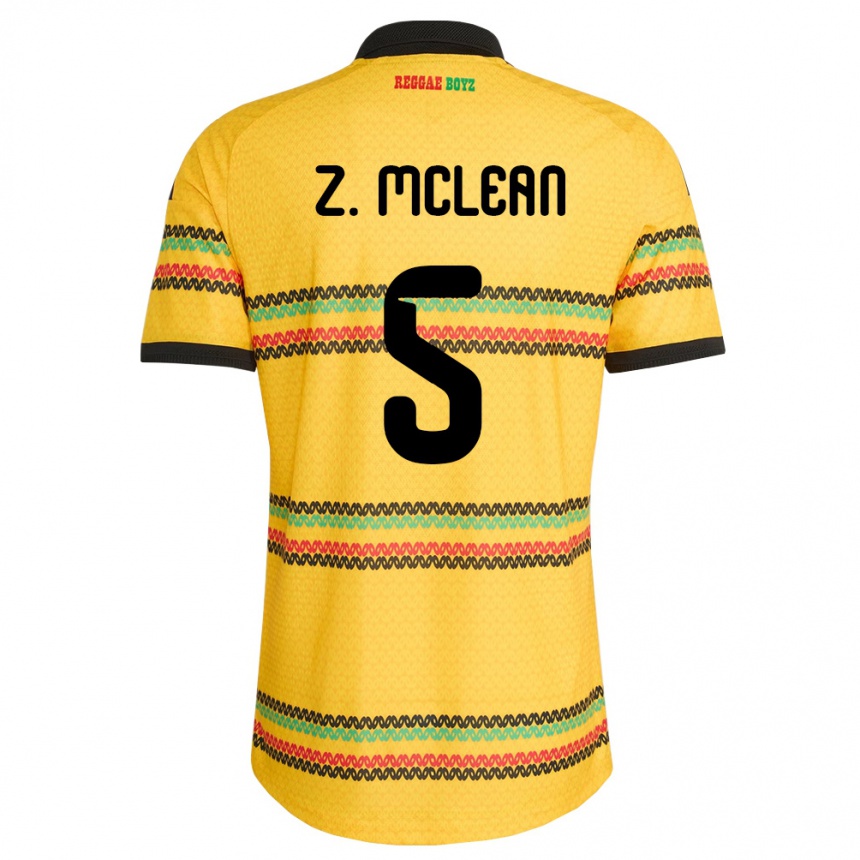 ילדים כדורגל ג'מייקה Zienodean Mclean #5 צהוב שחור ירוק ג'רזי ביתית 26-28