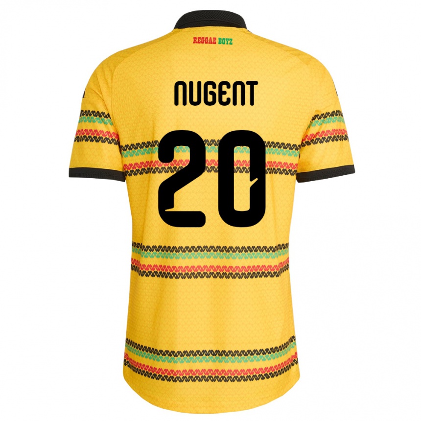 ילדים כדורגל ג'מייקה Claver Nugent #20 צהוב שחור ירוק ג'רזי ביתית 26-28
