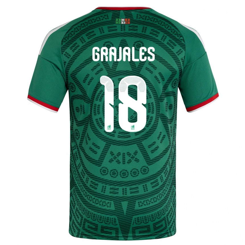ילדים כדורגל מקסיקו Jhonnatan Grajales #18 ירוק לבן אדום ג'רזי ביתית 26-28