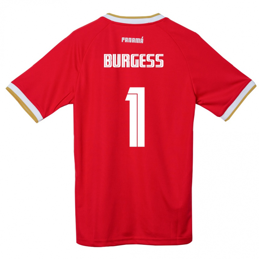 ילדים כדורגל פנמה Cecilio Burgess #1 אדום חום לבן ג'רזי ביתית 26-28