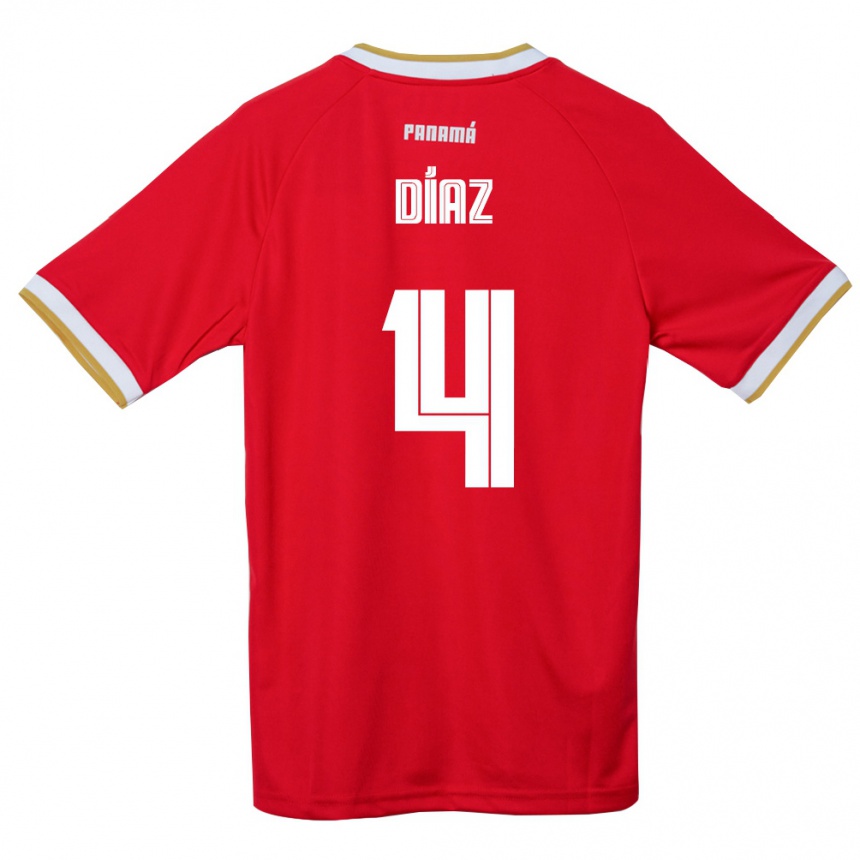 ילדים כדורגל פנמה Ángel Díaz #4 אדום חום לבן ג'רזי ביתית 26-28