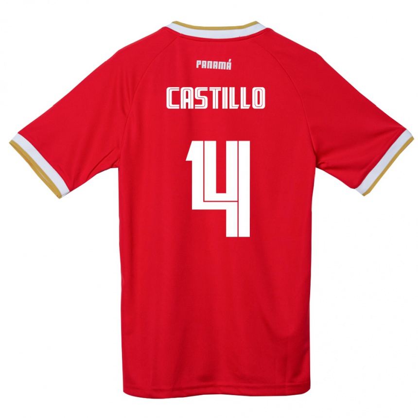 ילדים כדורגל פנמה Katherine Castillo #4 אדום חום לבן ג'רזי ביתית 26-28