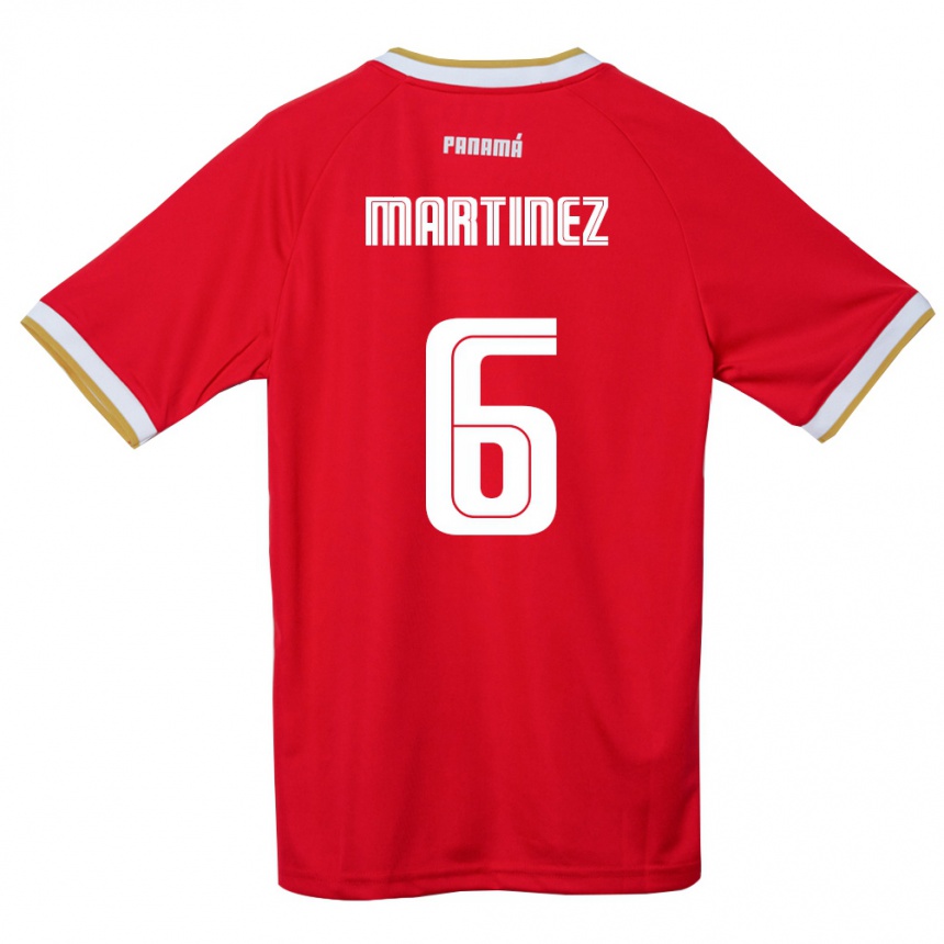 ילדים כדורגל פנמה Christian Martínez #6 אדום חום לבן ג'רזי ביתית 26-28