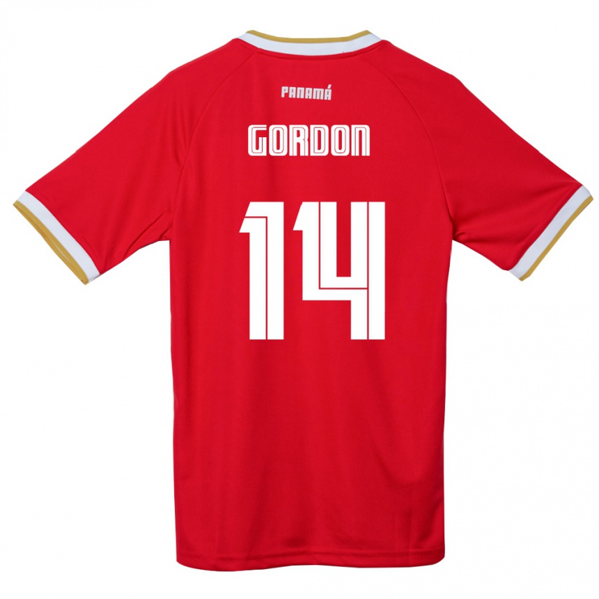 ילדים כדורגל פנמה Yassir Gordon #14 אדום חום לבן ג'רזי ביתית 26-28