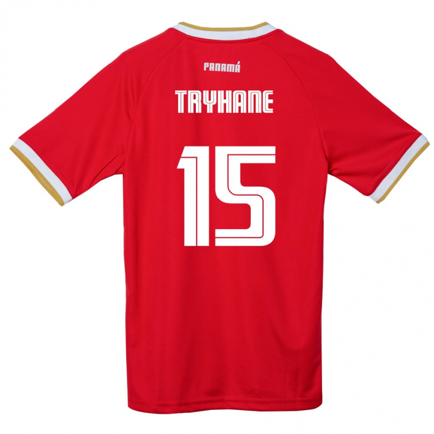 ילדים כדורגל פנמה Izaura Tryhane #15 אדום חום לבן ג'רזי ביתית 26-28
