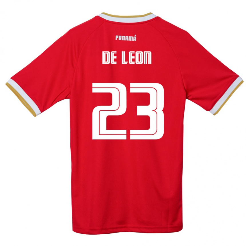 ילדים כדורגל פנמה Yerenis De León #23 אדום חום לבן ג'רזי ביתית 26-28