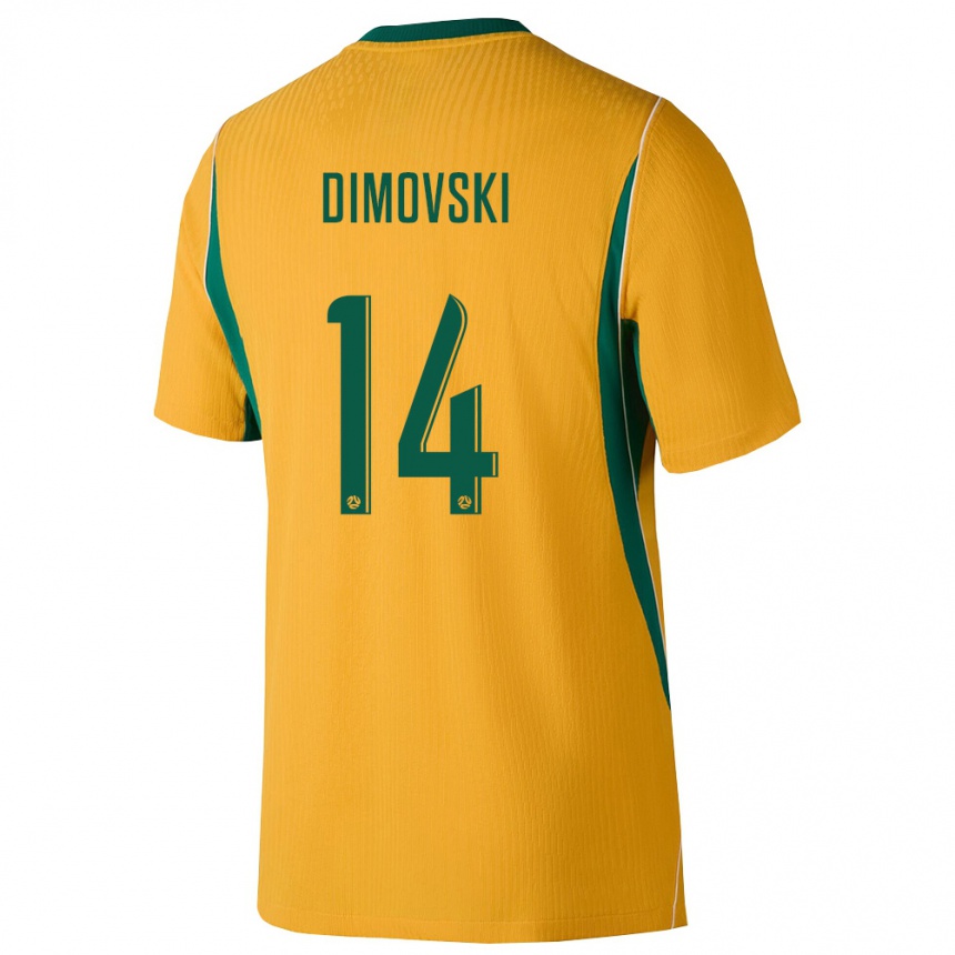 ילדים כדורגל אוֹסטְרַלִיָה Oliver Dimovski #14 צהוב ירוק ג'רזי ביתית 26-28