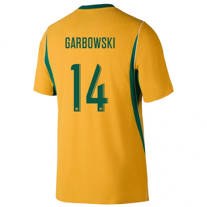 ילדים כדורגל אוֹסטְרַלִיָה Alexander Garbowski #14 צהוב ירוק ג'רזי ביתית 26-28