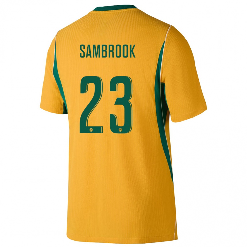 ילדים כדורגל אוֹסטְרַלִיָה Logan Sambrook #23 צהוב ירוק ג'רזי ביתית 26-28
