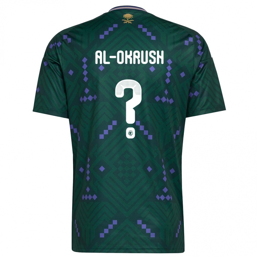 ילדים כדורגל ערב הסעודית Hassan Al-Okrush #0 ירוק סגול לבן ג'רזי ביתית 26-28