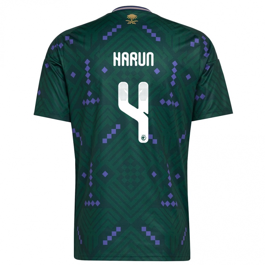 ילדים כדורגל ערב הסעודית Saud Harun #4 ירוק סגול לבן ג'רזי ביתית 26-28