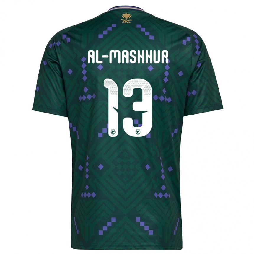 ילדים כדורגל ערב הסעודית Fawaz Al-Mashhur #13 ירוק סגול לבן ג'רזי ביתית 26-28