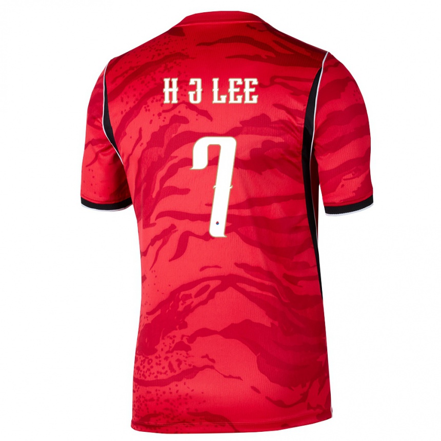 ילדים כדורגל דרום קוריאה Ji-Ho Lee #7 אדום לבן שחור ג'רזי ביתית 26-28