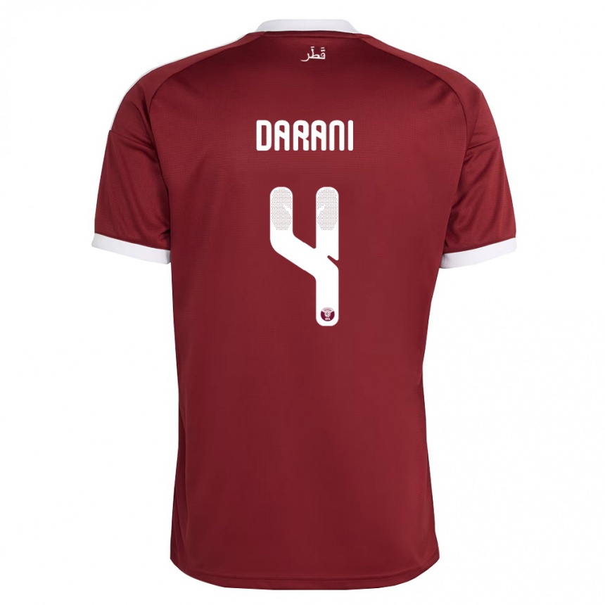 ילדים כדורגל קטאר Sami Darani #4 אדום בורדו לבן ג'רזי ביתית 26-28
