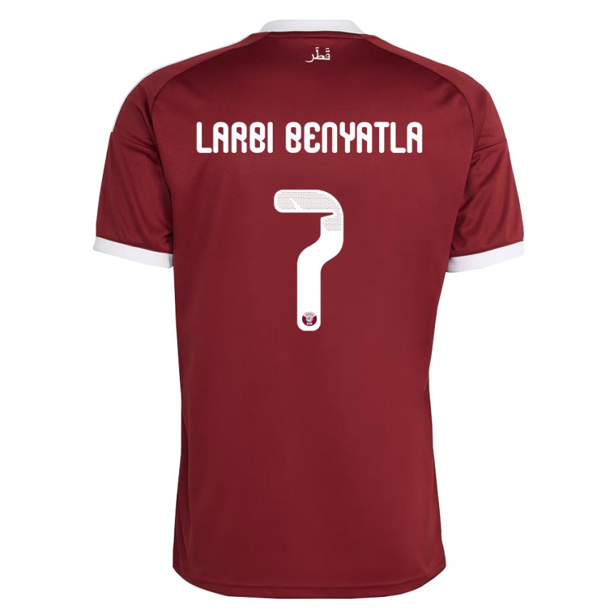 ילדים כדורגל קטאר Dhiaeddine Larbi Benyatla #7 אדום בורדו לבן ג'רזי ביתית 26-28