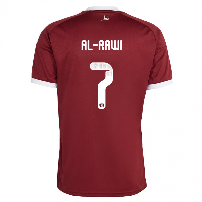 ילדים כדורגל קטאר Ahmed Al-Rawi #7 אדום בורדו לבן ג'רזי ביתית 26-28