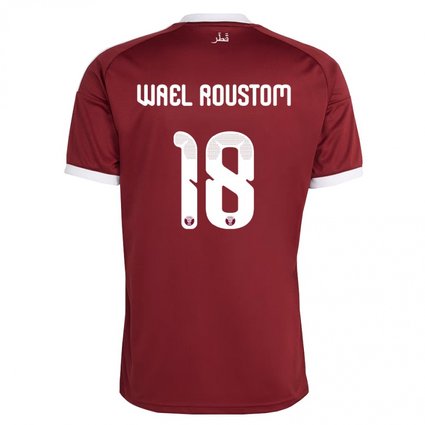 ילדים כדורגל קטאר Shaher Wael Roustom #18 אדום בורדו לבן ג'רזי ביתית 26-28