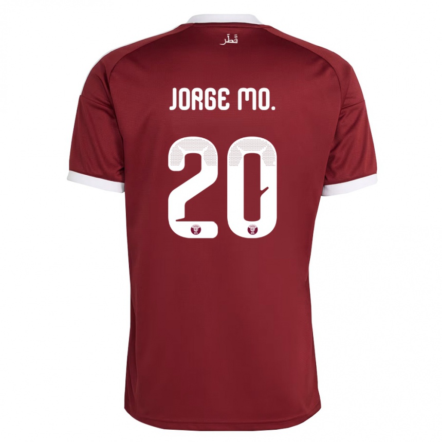 ילדים כדורגל קטאר Jorge Diego Jordan Mo. #20 אדום בורדו לבן ג'רזי ביתית 26-28