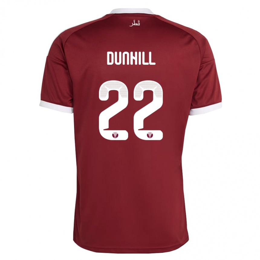 ילדים כדורגל קטאר Cristian Dunhill #22 אדום בורדו לבן ג'רזי ביתית 26-28
