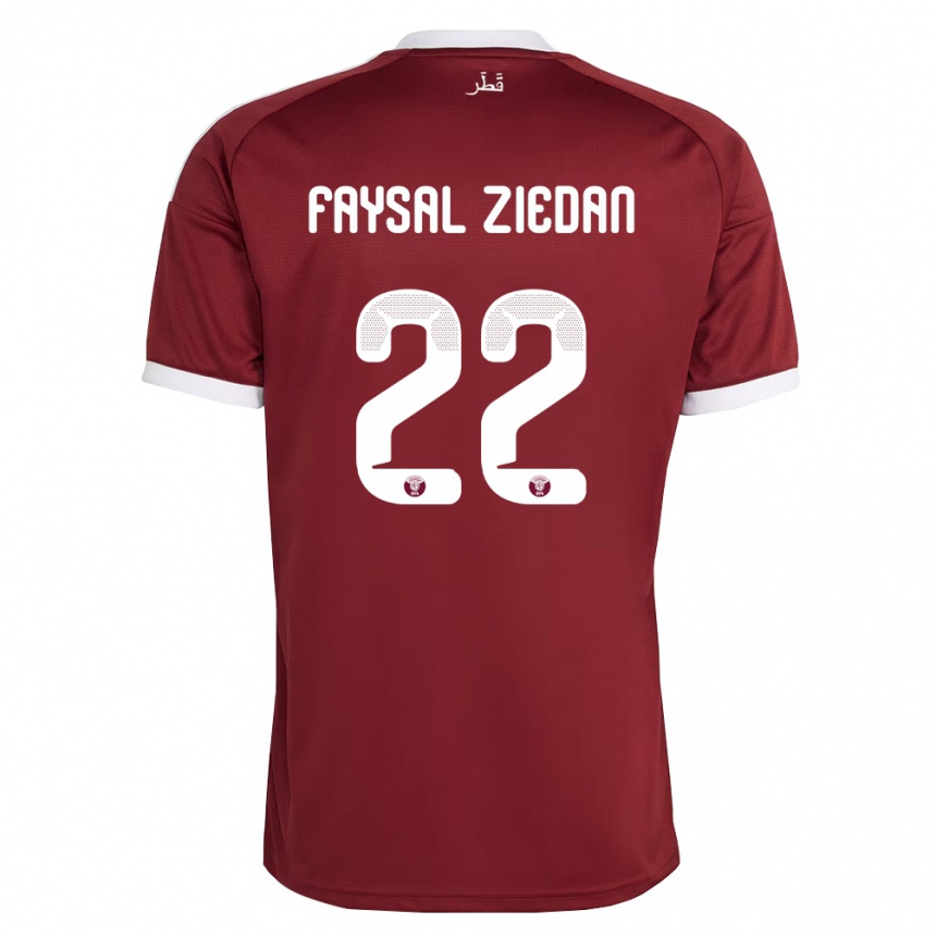 ילדים כדורגל קטאר Chris Faysal Ziedan #22 אדום בורדו לבן ג'רזי ביתית 26-28
