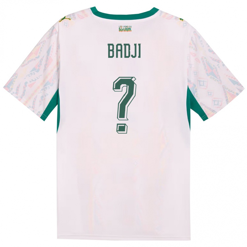 ילדים כדורגל סנגל Famara Badji #0 לבן ירוק צהוב ג'רזי ביתית 26-28
