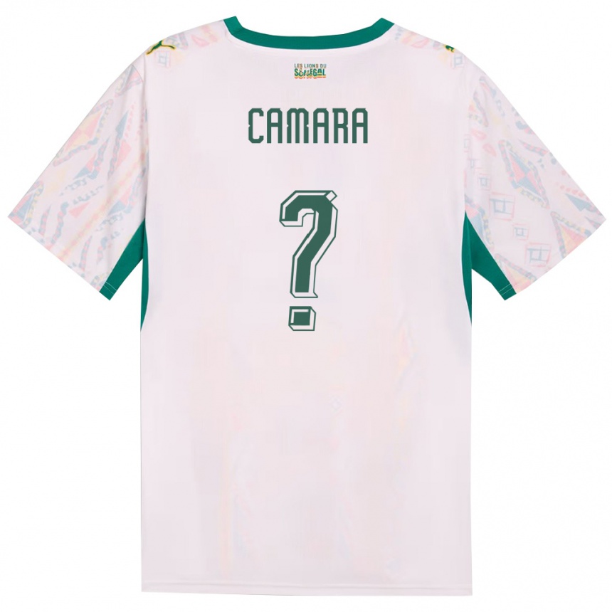 ילדים כדורגל סנגל Famara Camara #0 לבן ירוק צהוב ג'רזי ביתית 26-28