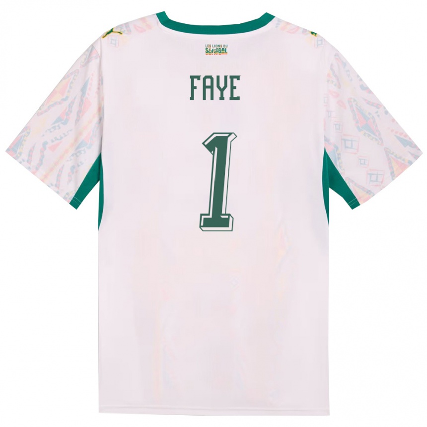 ילדים כדורגל סנגל Birame Faye #1 לבן ירוק צהוב ג'רזי ביתית 26-28