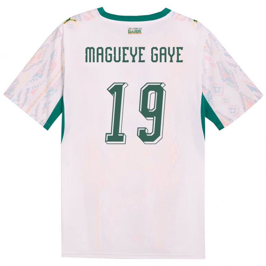 ילדים כדורגל סנגל Papa Magueye Gaye #19 לבן ירוק צהוב ג'רזי ביתית 26-28