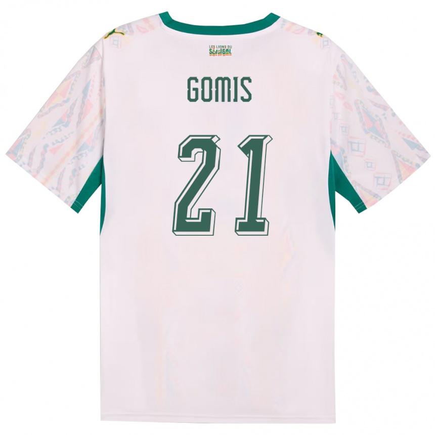 ילדים כדורגל סנגל Norbert Gomis #21 לבן ירוק צהוב ג'רזי ביתית 26-28