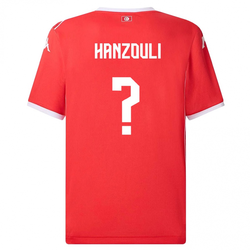 ילדים כדורגל תוניסיה Oussema Hanzouli #0 אדום לבן ג'רזי ביתית 26-28