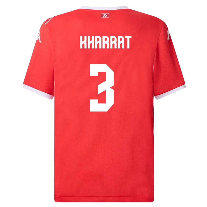 ילדים כדורגל תוניסיה Youssef Kharrat #3 אדום לבן ג'רזי ביתית 26-28