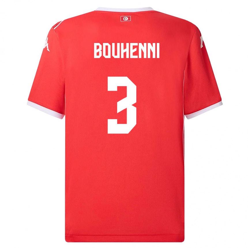 ילדים כדורגל תוניסיה Rayen Bouhenni #3 אדום לבן ג'רזי ביתית 26-28