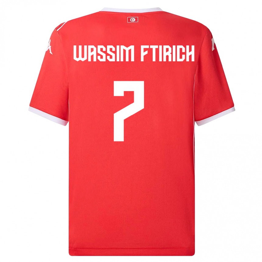 ילדים כדורגל תוניסיה Mohamed Wassim Ftirich #7 אדום לבן ג'רזי ביתית 26-28