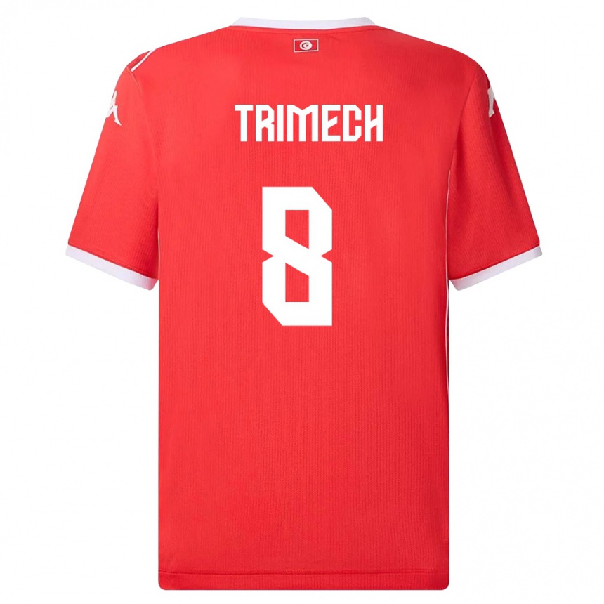 ילדים כדורגל תוניסיה Anas Trimech #8 אדום לבן ג'רזי ביתית 26-28