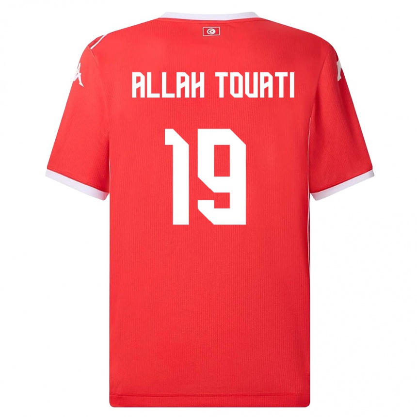ילדים כדורגל תוניסיה Amen Allah Touati #19 אדום לבן ג'רזי ביתית 26-28