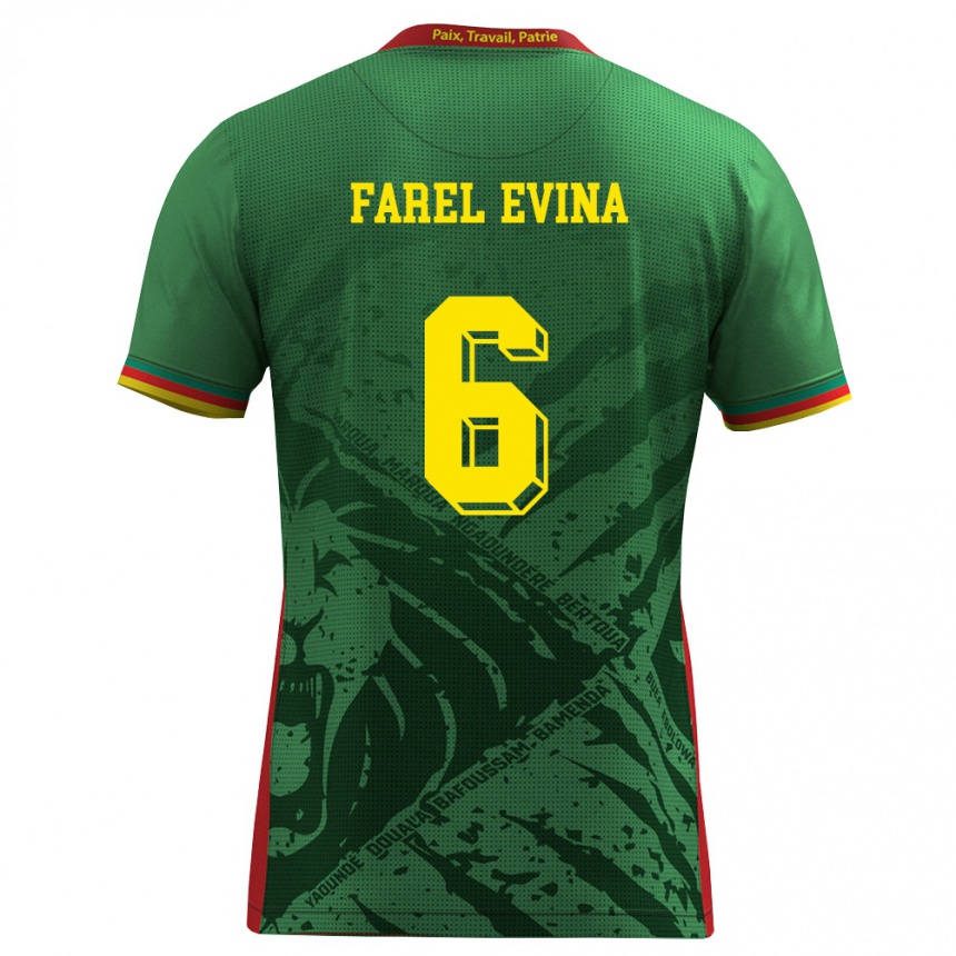 ילדים כדורגל קמרון Sony Farel Evina #6 ירוק צהוב אדום ג'רזי ביתית 26-28
