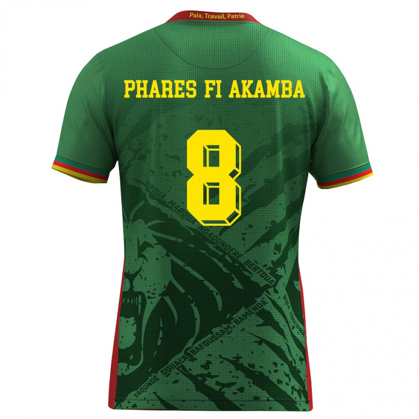 ילדים כדורגל קמרון Collins Phares Fi Akamba #8 ירוק צהוב אדום ג'רזי ביתית 26-28