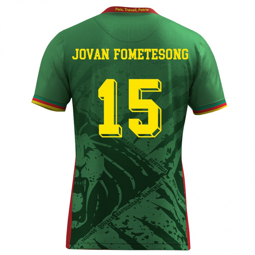 ילדים כדורגל קמרון Ralph Jovan Fometesong #15 ירוק צהוב אדום ג'רזי ביתית 26-28