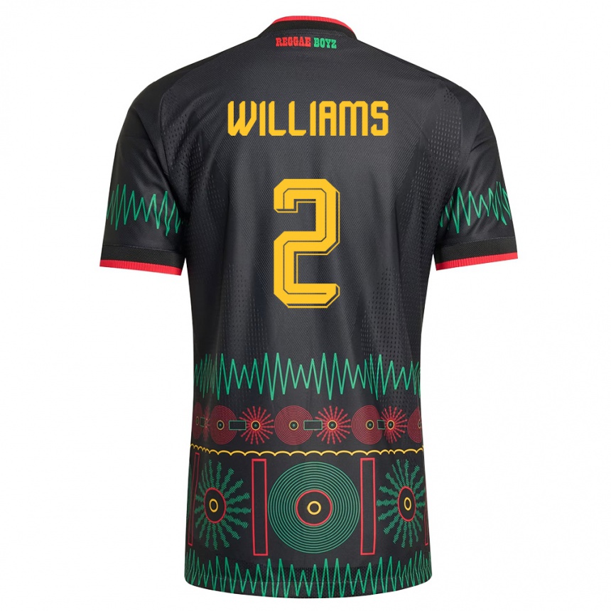 ילדים כדורגל ג'מייקה Javin Amani Williams #2 שחור אדום צהוב הרחק ג'רזי 26-28